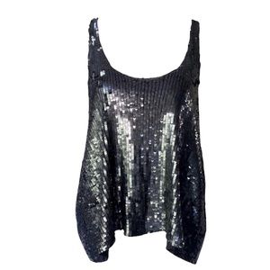Gorgeous Joe’s Jeans Gunmetal Sequin Oversized TankTop Sz M